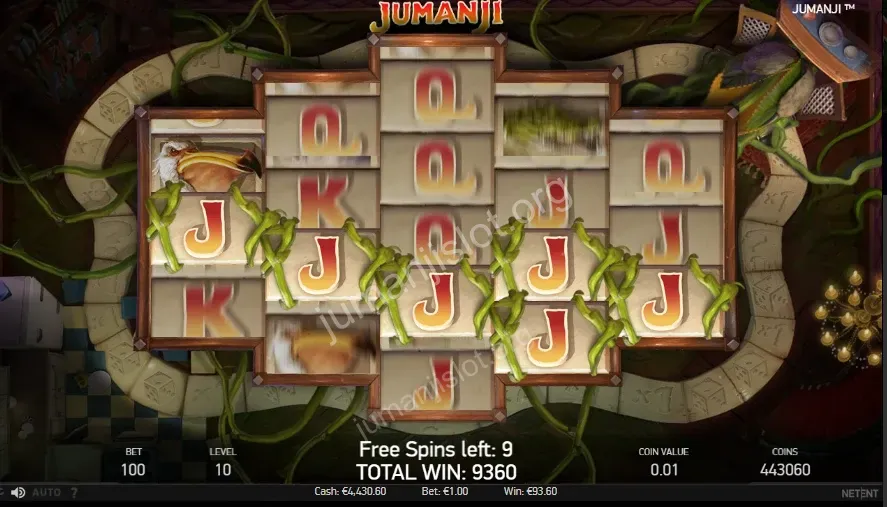Jumanji mobile slot gameplay